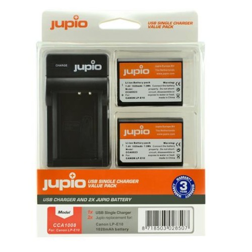 Set Jupio 2x LP-E10 1020 mAh + USB nabíjačka
