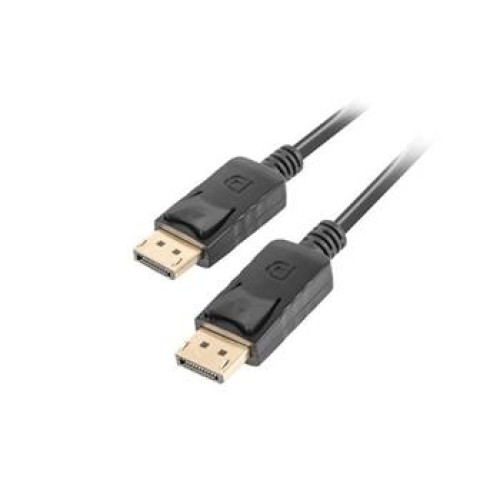 LANBERG připojovací kabel DisplayPort 1.2 M/M, 4K@60Hz, délka 3m, černý, se západkou, zlacené konektory
