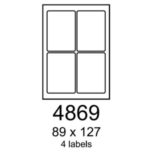 etikety RAYFILM 89x127 vysokolesklé biele laser R01194869A (100 list./A4)