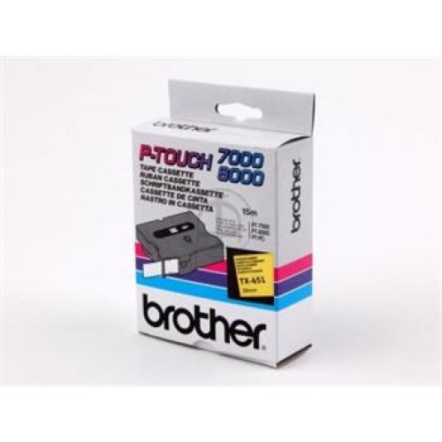 páska BROTHER TX651 čierne písmo, žltá páska Tape (24mm)