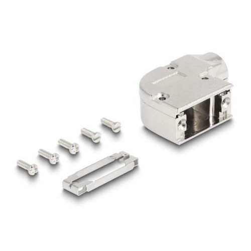 Delock Kryt D-Sub na 9 pinový zástrčkový / zásuvkový konektor, s kovovou konzolou, 90°, úhlový