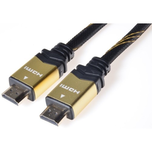 Kábel propojovací HDMI 1.4 + Ethernet, textilní povrch, zlacené konektory, 5m