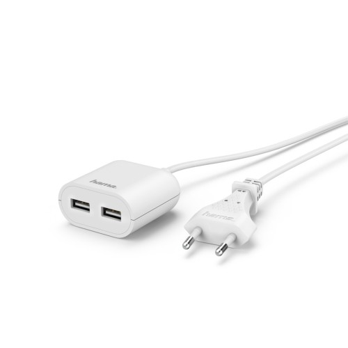 Hama dvojitá sieťová nabíjačka USB s káblom, 2,4 A, 1,9 m