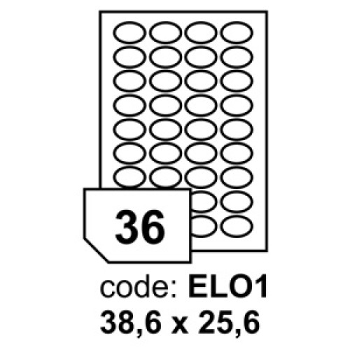 etikety RAYFILM 38,6x25,6 (oval) univerzálne biele R0100ELO1A (100 list./A4)