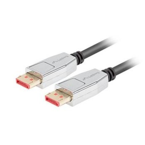 LANBERG připojovací kabel DisplayPort 1.4  M/M, 8K@60Hz, 5K@120Hz, délka 1,8m, černý, se západkou, zlacené konektory