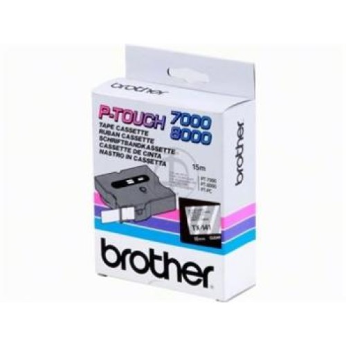 páska BROTHER TX141 čierne písmo, transparentná páska Tape (18mm)