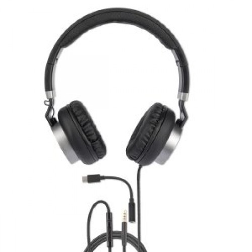 Slúchadlá 4smarts headset Eara One 3.5mm + USB-C Adapter, Talk Edition, čierno-šedé