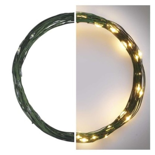 LED vianočná nano reťaz zelená, 4 m, vonkajšia aj vnútorná, teplá biela, časovač