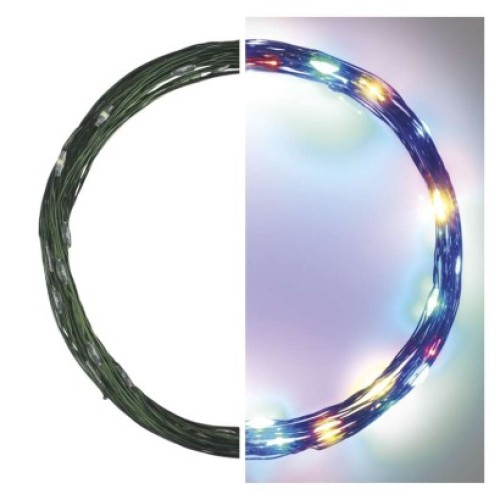 LED vianočná nano reťaz zelená, 4 m, vonkajšia aj vnútorná, multicolor, časovač