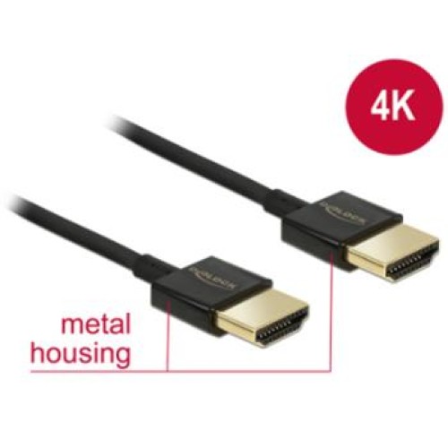 Delock Kabel High Speed HDMI s Ethernetem - HDMI-A samec > HDMI-A samec 3D 4K 0,5 m Slim Premium