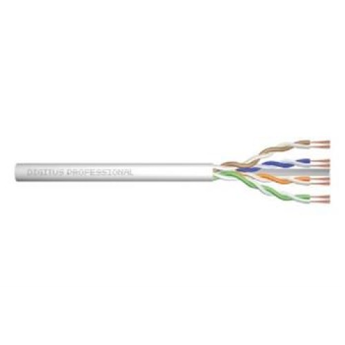 DIGITUS Propojovací kabel CAT 6 U-UTP, surová délka 100 m, papírová krabička, AWG 26/7, LSZH, simplex, barva šedá