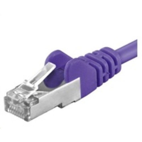 PREMIUMCORD Patch kábel CAT6a S-FTP, RJ45-RJ45, AWG 26/7 0,5m fialový