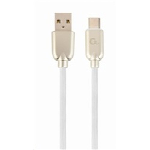 GEMBIRD CABLEXPERT kábel USB-A na USB-C (AM/CM), 2 m, pogumovaný, biely, blister