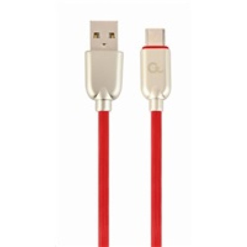 GEMBIRD CABLEXPERT kábel USB-A na USB-C (AM/CM), 2 m, pogumovaný, červený, blister