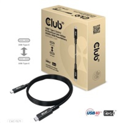 Club3D kábel USB4 Type-C Gen3x2, obojsmerný kábel 40Gbps 8K60Hz, 100W PowerDelivery M-M, 0.8m - 2.62ft
