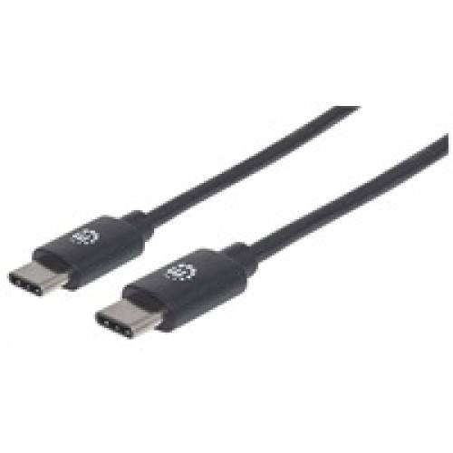 Kábel Manhattan USB-C, USB 2.0, samec na samca, 480 Mb/s, 1 m, čierna
