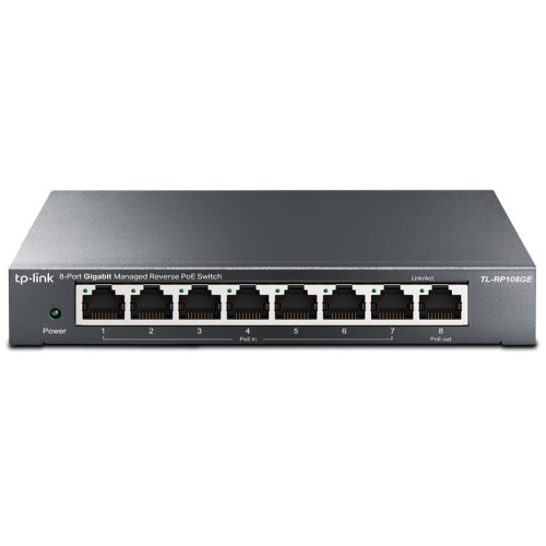 Switch TP-Link RP108GE Easy Smart, 8x GLAN, 7x PoE-in reverzný, 1x PoE-out