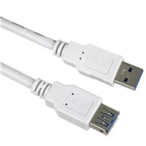 Predlžovací kábel USB PremiumCord 3.0 Super rýchly 5Gbps A-A, MF, 9pin, 0.5 m, biela