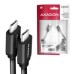 AXAGON BUCM-CM10TB, TWISTER kábel USB-C <-> USB-C, 0.6 m, USB 2.0, PD 60W 3A, ALU, tpe, čierny