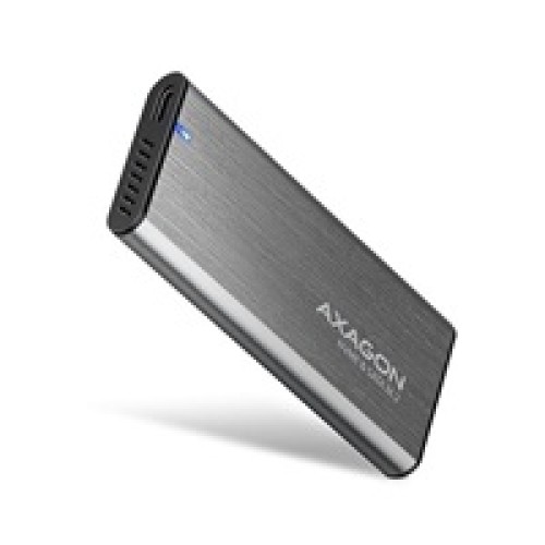 AXAGON EEM2-SG2, USB-C 3.2 Gen 2 - M.2 NVMe a SATA SSD kovový RAW box, bez skrutiek, strieborný