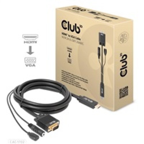 Club3D kábel HDMI na VGA, M/M, 28AWG, 2 m