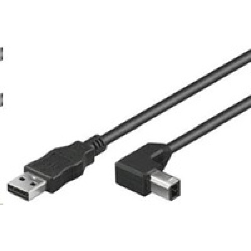Kábel USB PREMIUMCORD 2.0 Kábel A-B 3 m - ohnutý konektor B 90°