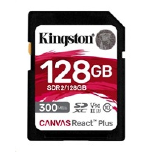 Kingston 128GB Canvas React Plus SDXC UHS-II 300R/260W U3 V90 pre Full HD/4K/8K