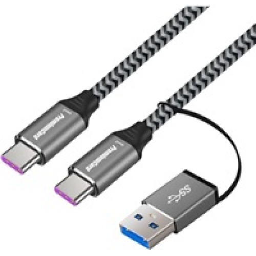 Kábel PremiumCord USB-C (USB 3.2 GEN 2, 5A, 100W, 20Gbit/s) bavlnené opletenie, 2m