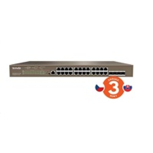 Tenda TEG5328P-24-410W - L3 managed Gigabit PoE AT Switch, 24x PoE AF/AT 10/100/1000Mbps, 4xSFP 1Gbps