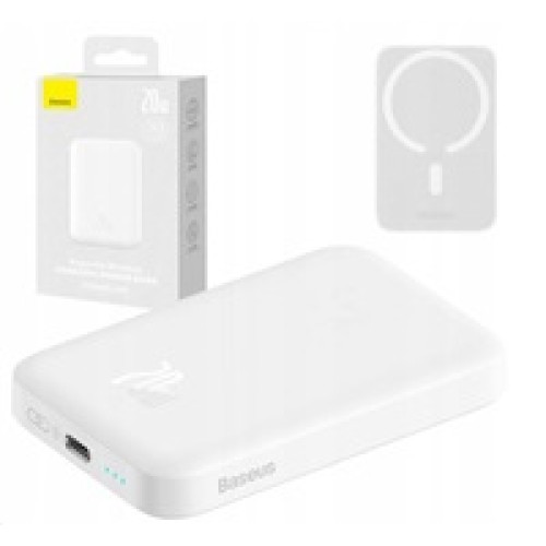 Baseus powerbanka s bezdrátovým nabíjením 6000 mAh (kompatibilní s MagSafe), bílá