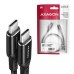 AXAGON BUCM-CM10AB, HQ kábel USB-C <-> USB-C, 1 m, USB 2.0, PD 60W 3A, ALU, opletenie, čierny