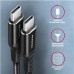 AXAGON BUCM-CM20AB, HQ kábel USB-C <-> USB-C, 2 m, USB 2.0, PD 60W 3A, ALU, opletenie, čierny