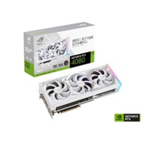 ASUS VGA NVIDIA GeForce ROG Strix RTX 4080 16GB GDDR6X White OC Edition, RTX 4080, 16GB GDDR6X, 3xDP, 2xHDMI