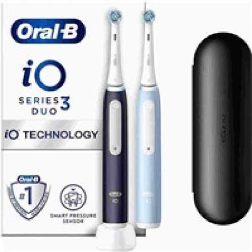Oral-B iO Series 3 Duo Black & Blue elektrický zubní kartáček, 3 režimy, časovač, tlakový senzor, pouzdro