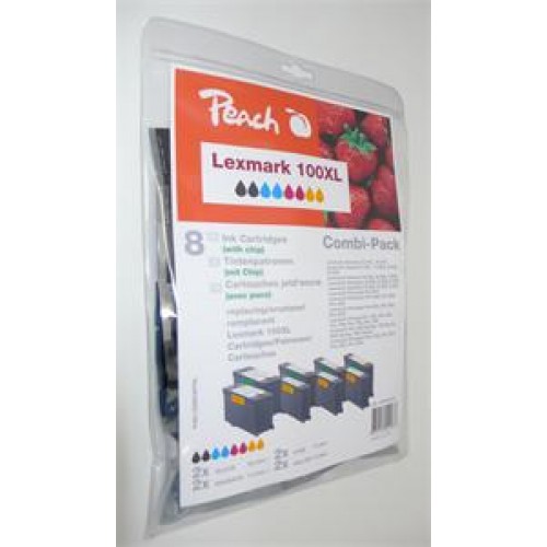 Atrament Peach 100XL Combi Pack kompatibilní barevné+černá PI400-34 pro Lexmark S305 (2x22ml, 6x12mll)
