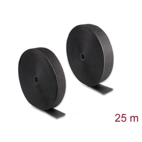Delock Vysoce spolehlivý pásek na suchý zip D 25 m x Š 50 mm, černý