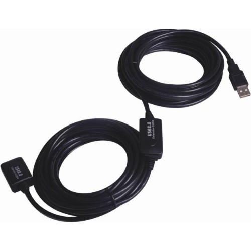 Kábel USB 2.0 aktivní prodlužovací adaptér 25m, černý