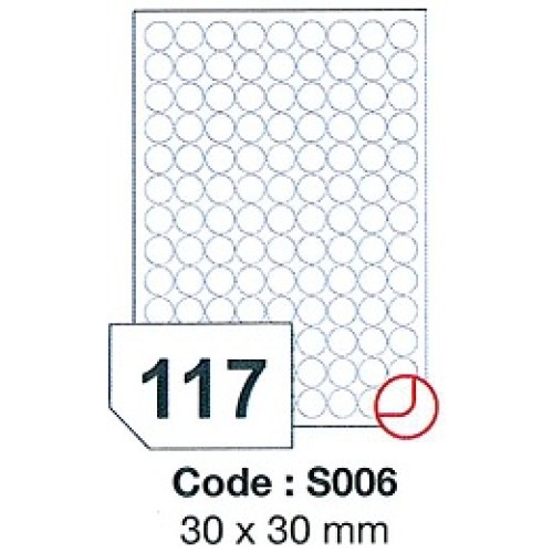 etikety RAYFILM 30mm kruh univerzálne biele SRA3 R0100S006A (100 list./SRA3)