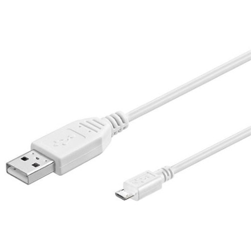 Kábel PremiumCord micro USB 2.0, A-B 2m, biela