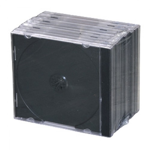 Obal na 1CD 10ks/balenie,  priehľadný s čiernym trayom, 10,4mm