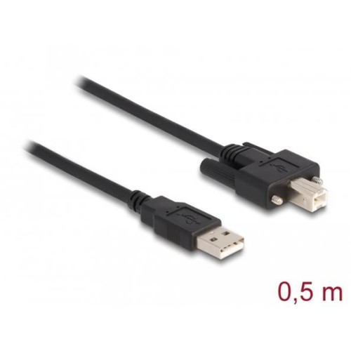 Delock Kabel USB 2.0 Typ-A samec na Typ-B samec se šroubky 0,5 m
