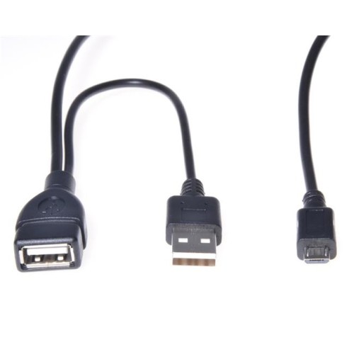 Kábel  USB A/female+USB A/male - Micro USB/male OTG