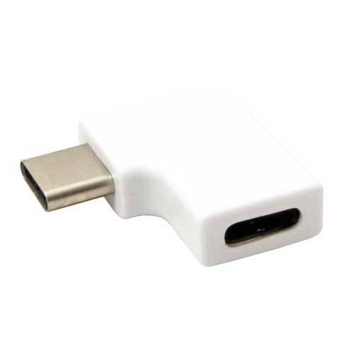 Redukcia USB C(M) - USB C(F) lomená 90°, biela