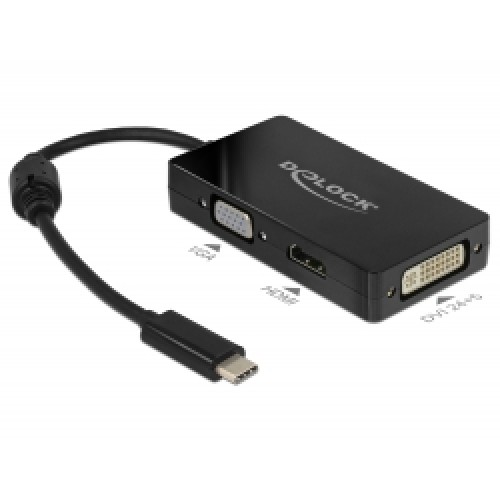 Delock Adapter USB Type-C™ Stecker > VGA / HDMI / DVI Buchse schwarz