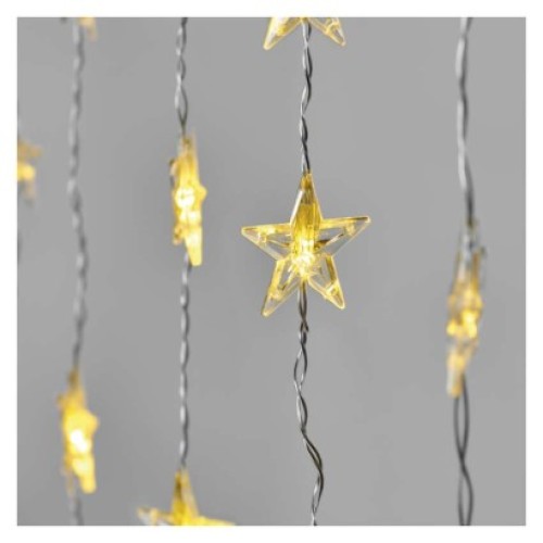 LED vianočný záves – hviezdy, 120x90 cm, vnútorný, teplá biela, časovač