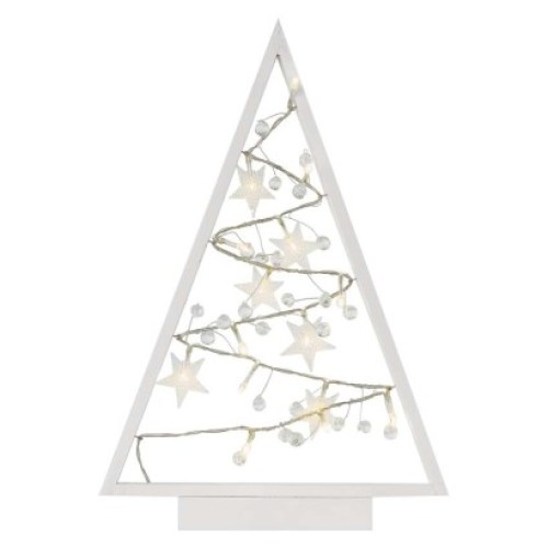 LED dekorácia – svietiaci stromček s ozdobami, 40 cm, 2xAA, vnútorný, teplá biela, časovač
