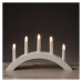 Svietnik na 5x žiarovku E10 drevený biely, oblúk, 20x38 cm, vnútorný, teplá biela