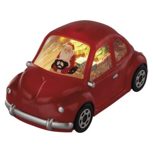 LED dekorácia – autíčko so Santom, 10 cm, 3x AA, vnútorný, teplá biela, časovač