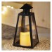 LED lampáš čierny, hranatý, 26,5 cm, 3x AAA, vnútorný, vintage