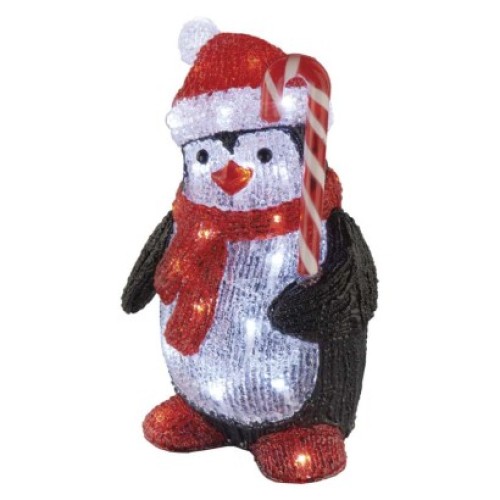 LED vianočný tučniak, 30,5 cm, vonkajší aj vnútorný, studená biela